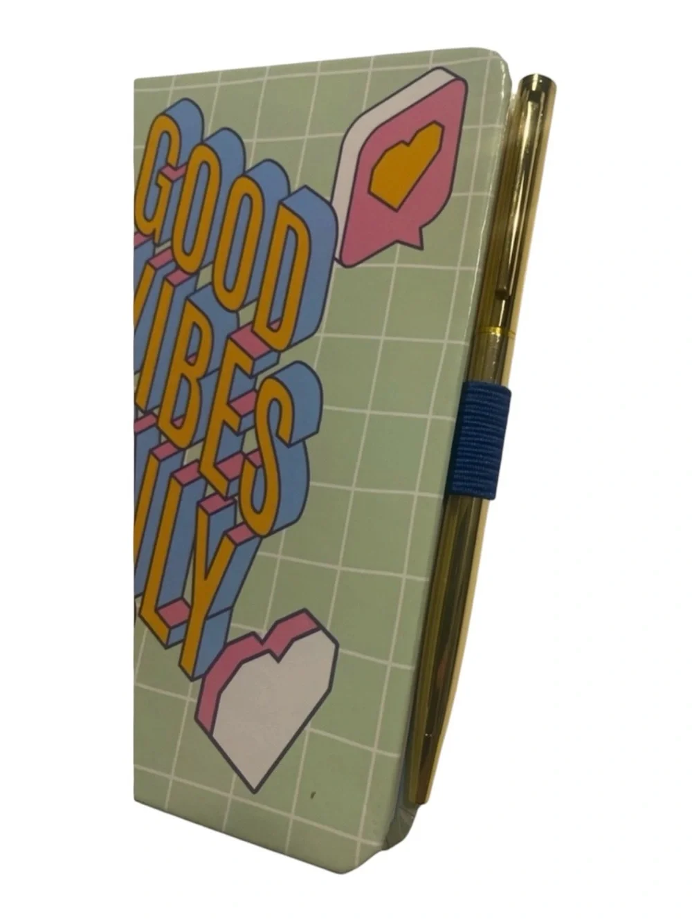 Good Vibes Only Green Notebook with Pen Loop